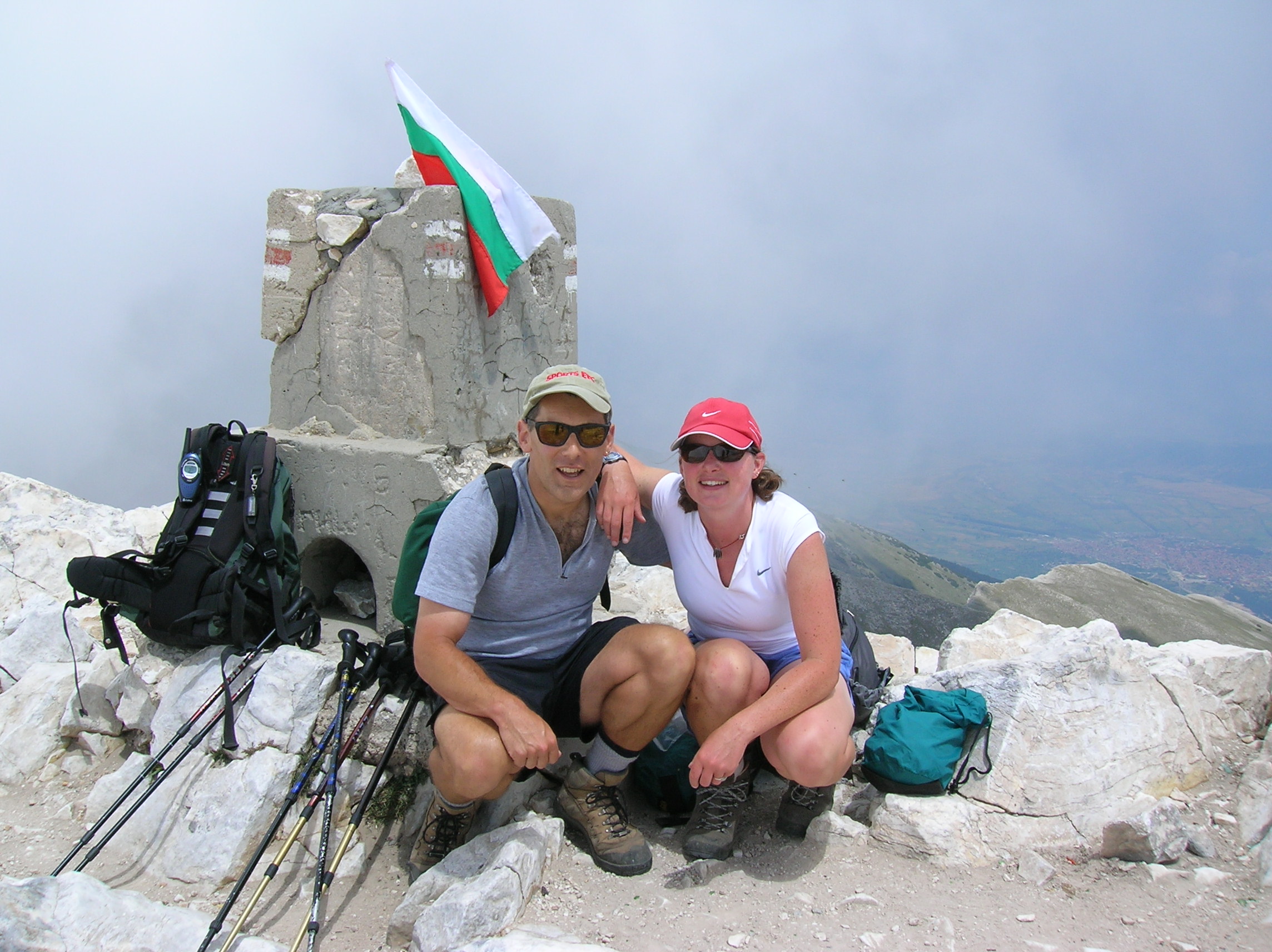 Craig and Heather on Vihren in the Pirins, the 2nd Highest peak in Bulgaria